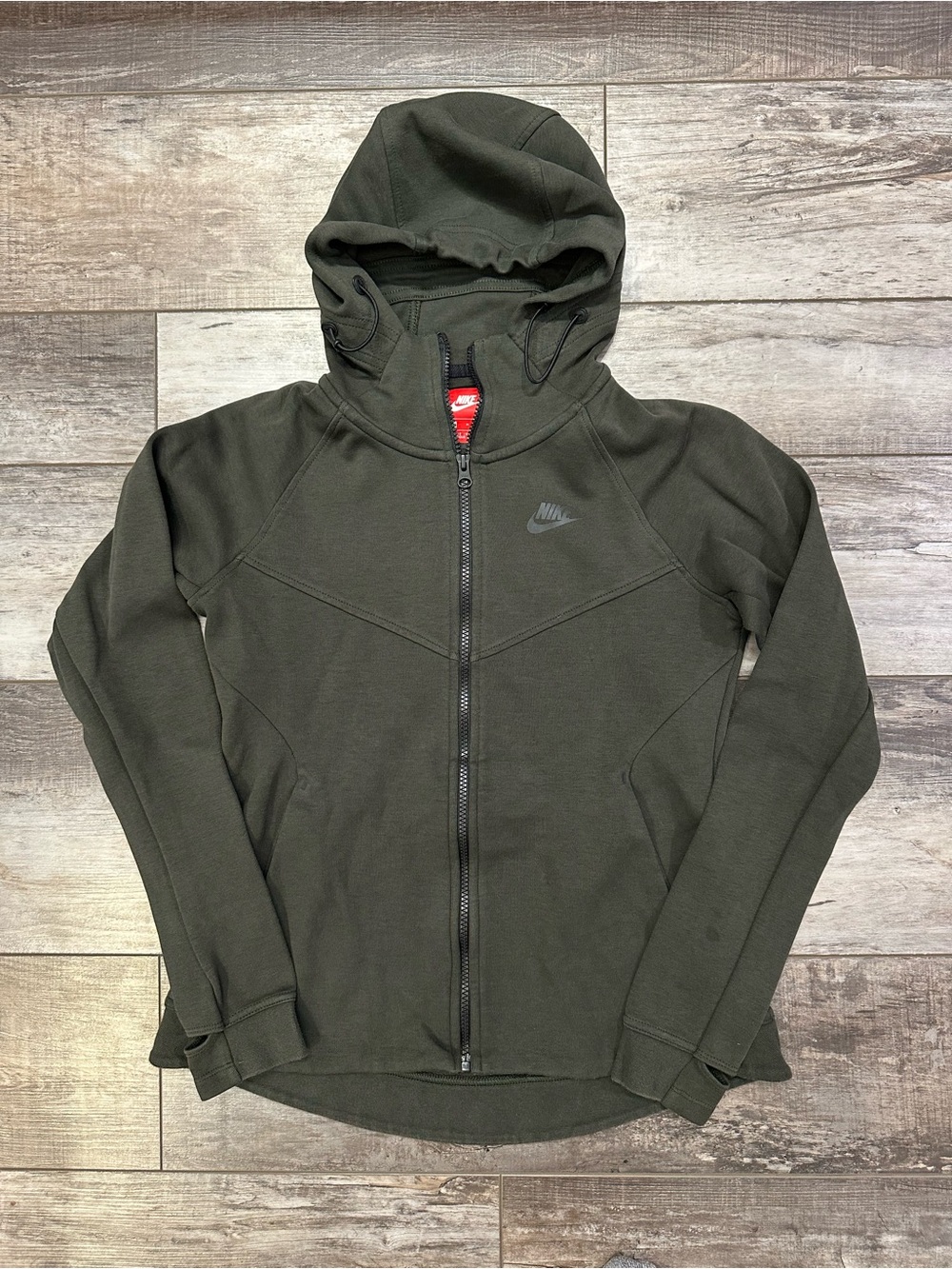 Nike Olive Green Full-Zip Hooded Performance Jacket